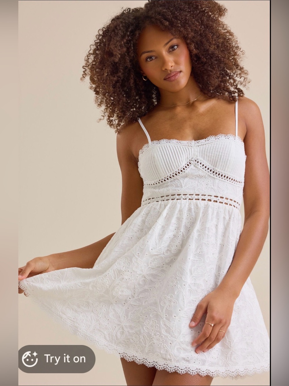 Altar'd State White Lace Eyelet Mini Dress